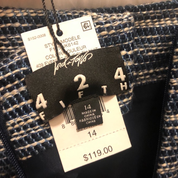 Lord & Taylor 424 Fifth Blue Boucle Pencil Skirt - Picture 2 of 3